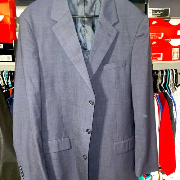Jos A Bank 100% wool Blue Men’s Suit Cost sz 48 XL - Picture 1 of 5